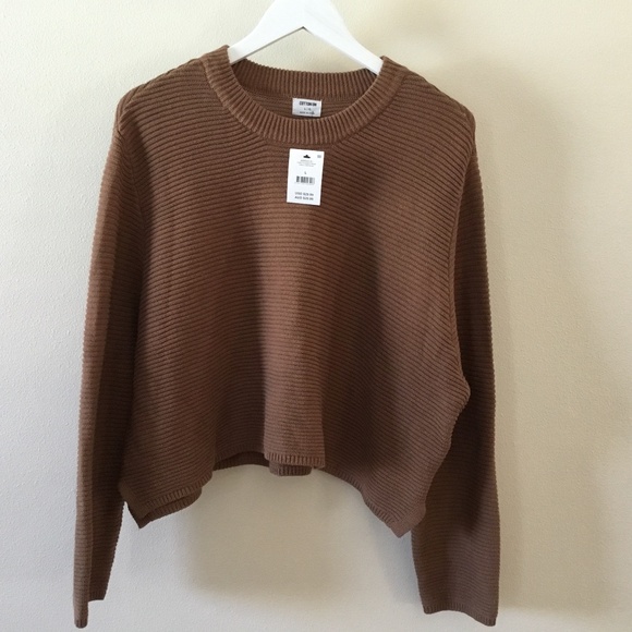 Cotton On Sweaters - NEW Cotton On Women Brown Cropped Sweater ( Size: L)